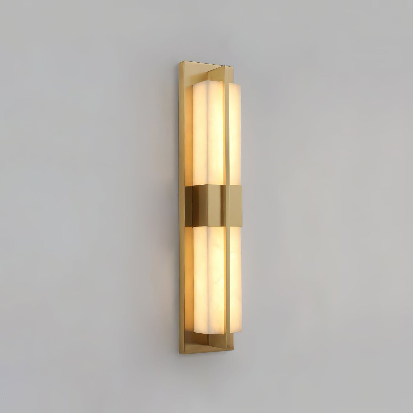 Cecily LED Alabaster Sconce - Modern Glam Heritage Brass & Natural Stone Wall Light