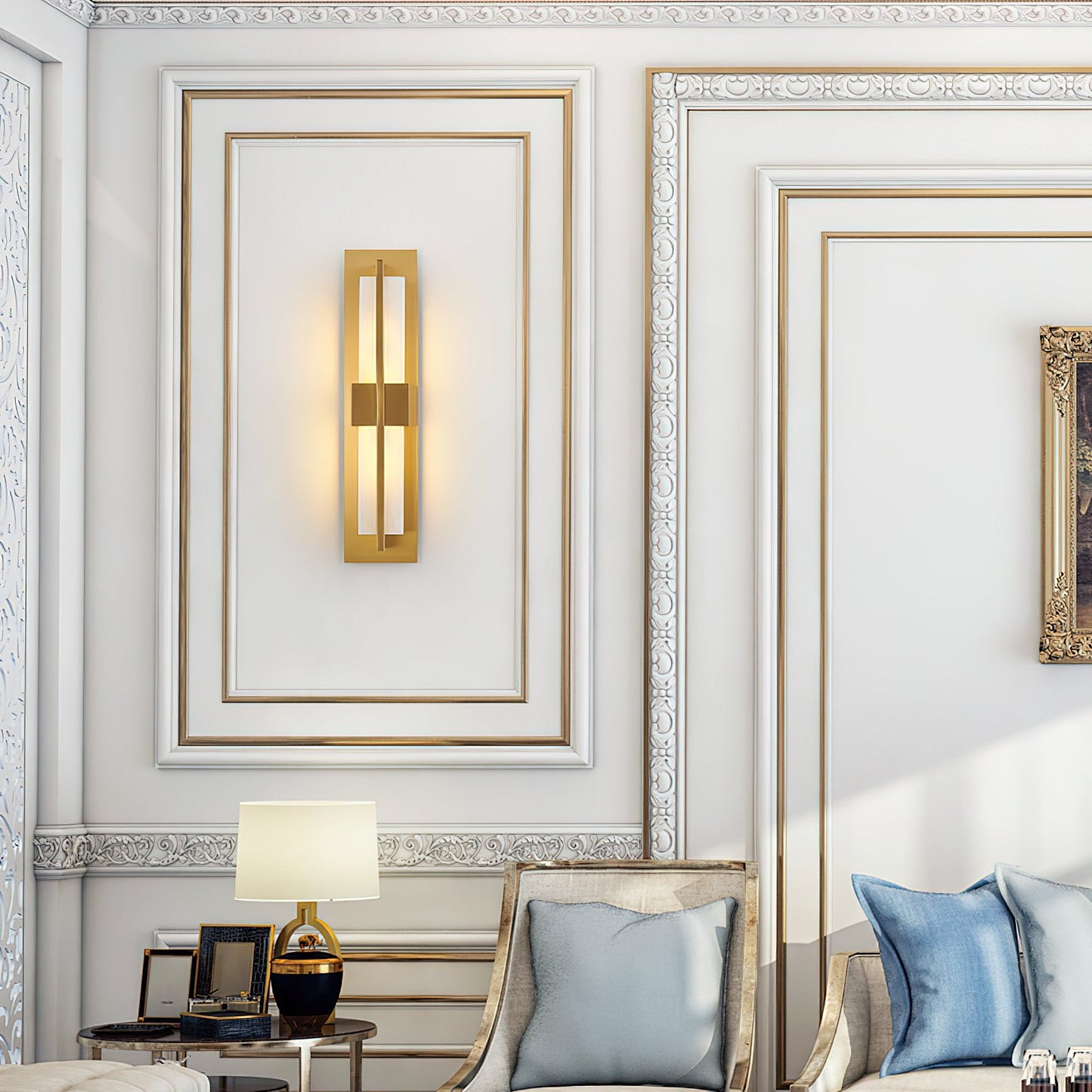 Cecily LED Alabaster Sconce - Modern Glam Heritage Brass & Natural Stone Wall Light