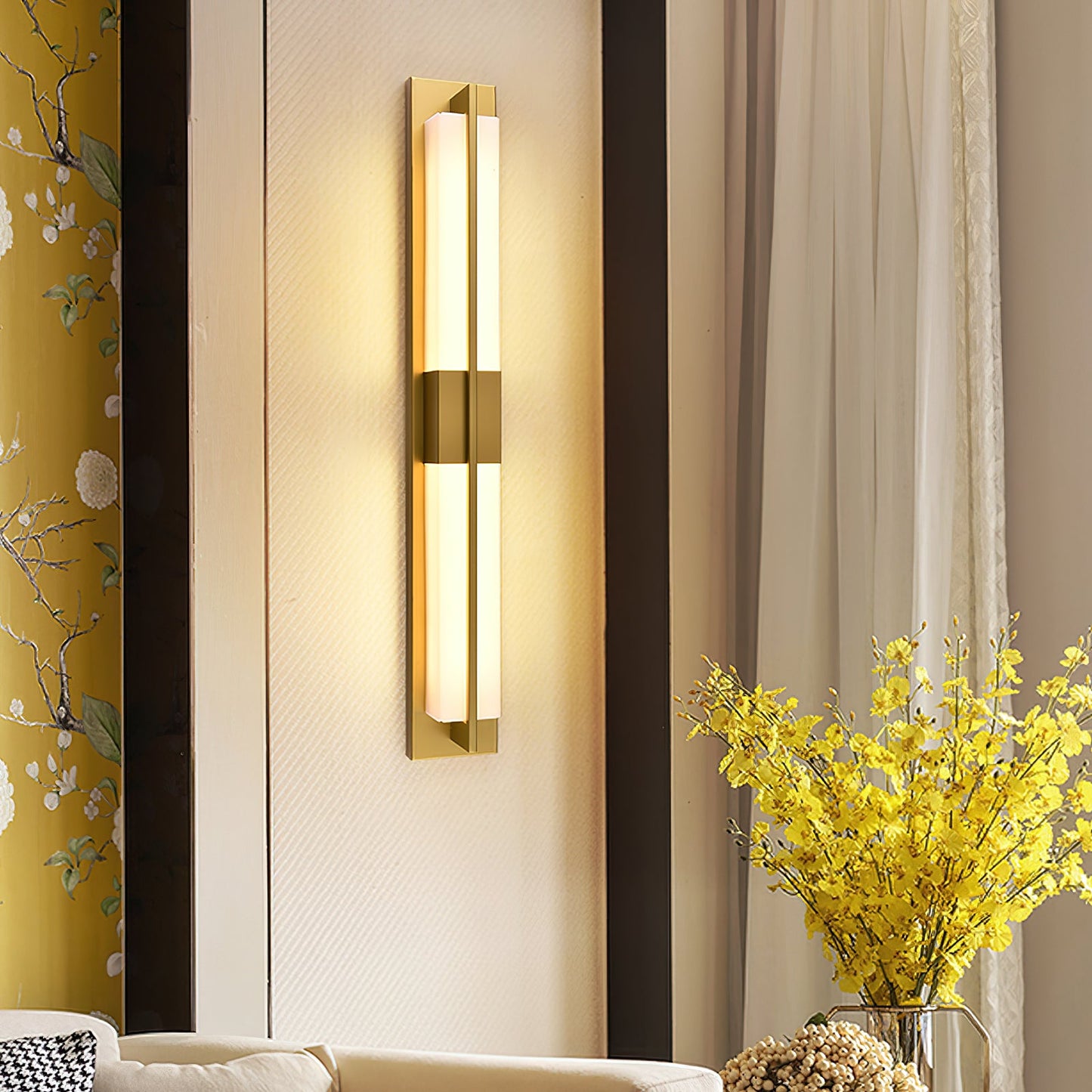 Cecily LED Alabaster Sconce - Modern Glam Heritage Brass & Natural Stone Wall Light