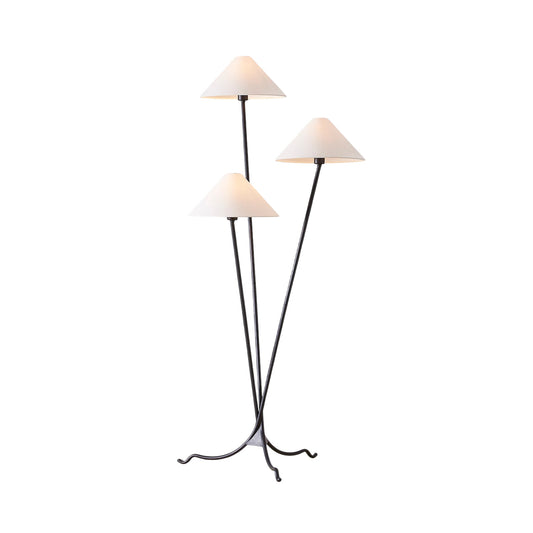 Cedar Floor Lamp - Modern 3-Light Brass Tripod Light with Linen Shades