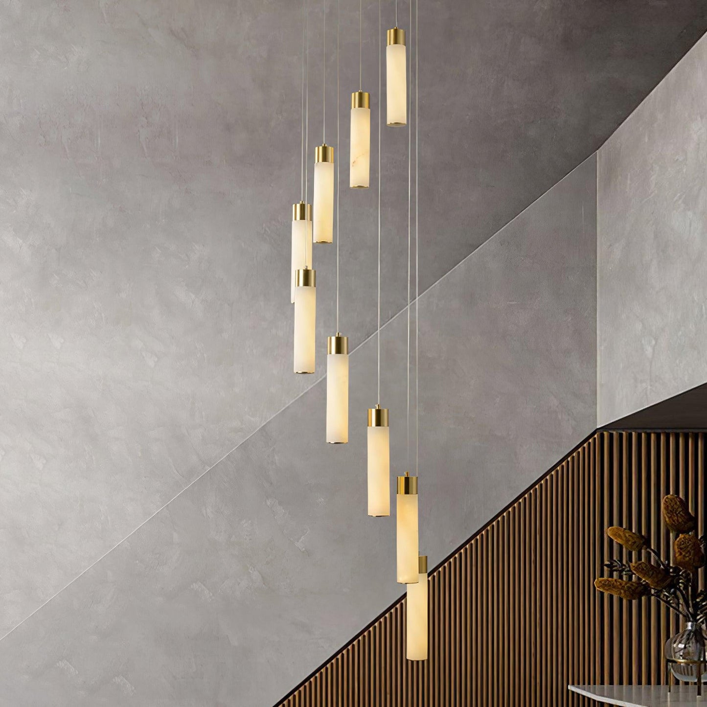Celestial Alabaster Cascade Chandelier - Modern Luxury LED Multi-Light Stone Cluster