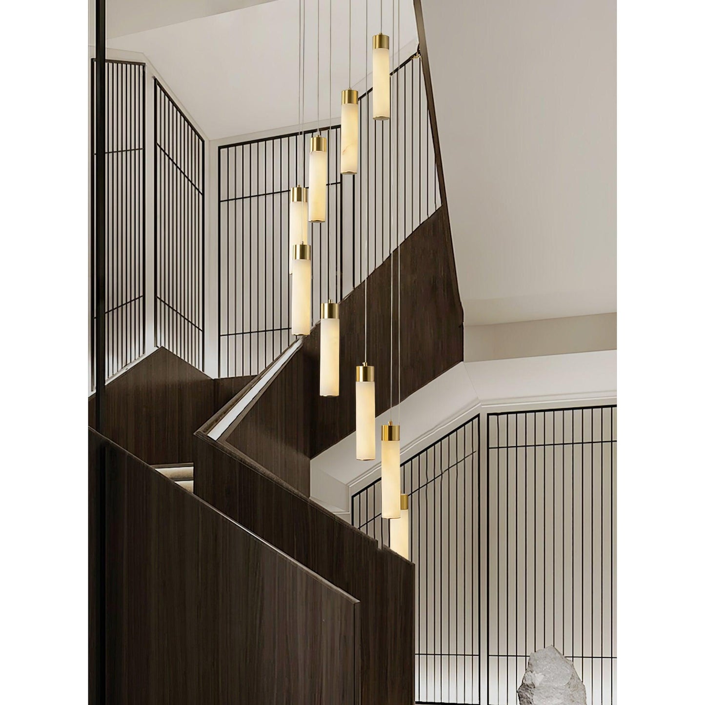 Celestial Alabaster Cascade Chandelier - Modern Luxury LED Multi-Light Stone Cluster