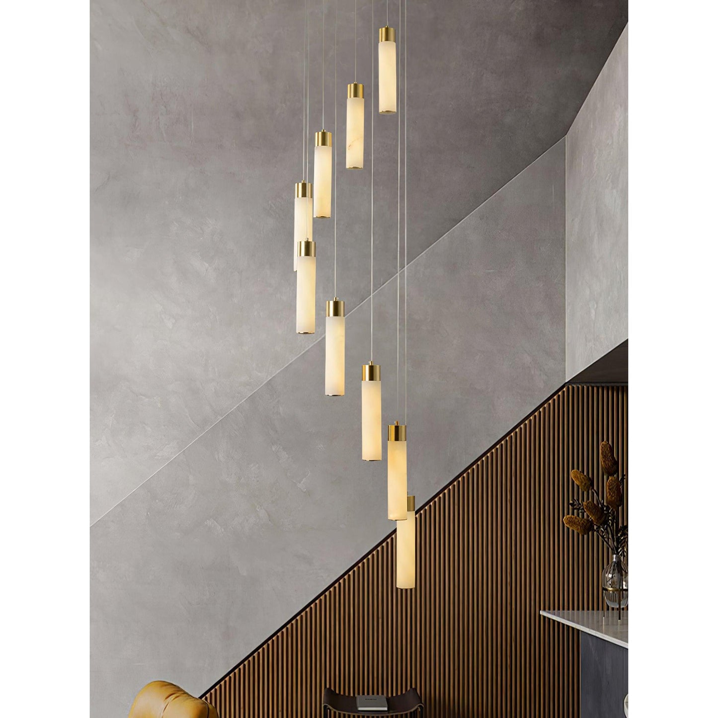Celestial Alabaster Cascade Chandelier - Modern Luxury LED Multi-Light Stone Cluster