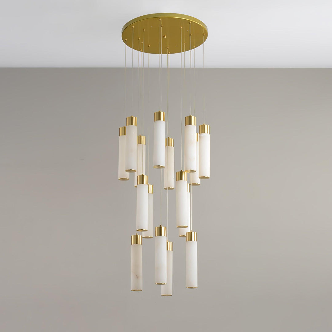 Celestial Alabaster Cascade Chandelier - Modern Luxury LED Multi-Light Stone Cluster