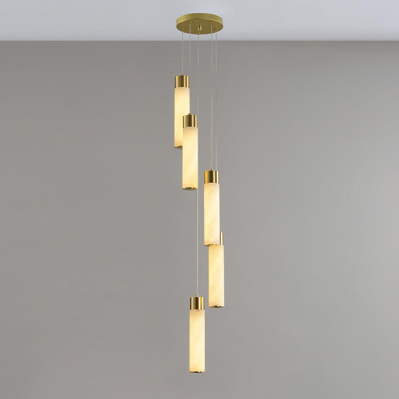 Celestial Alabaster Cascade Chandelier - Modern Luxury LED Multi-Light Stone Cluster