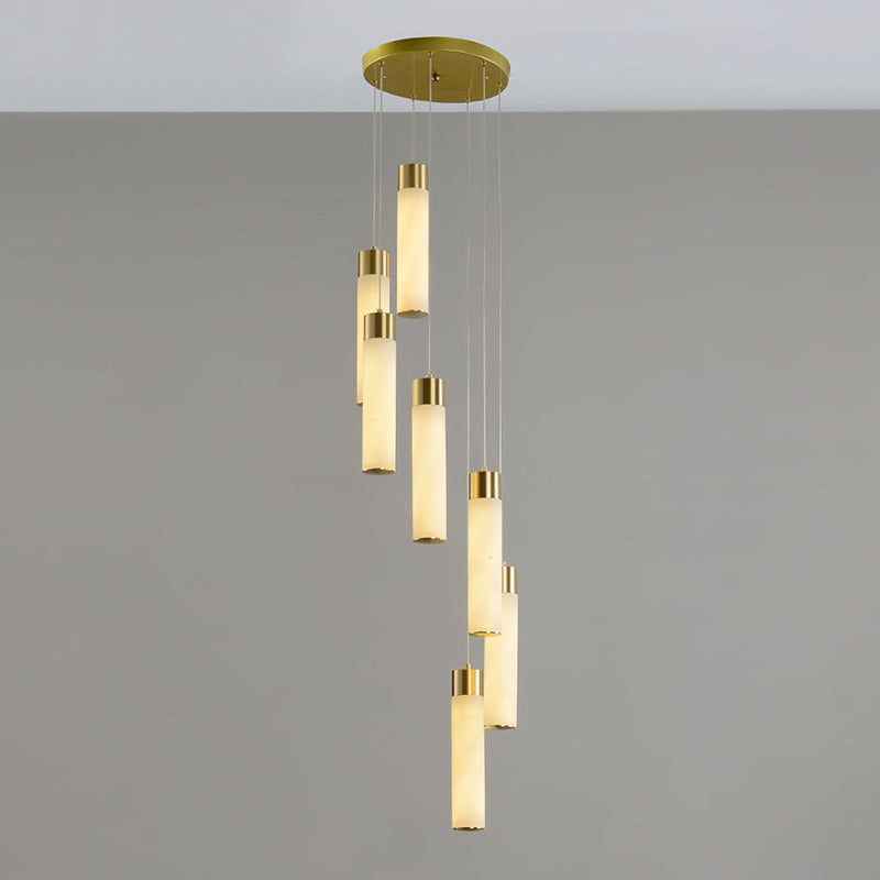 Celestial Alabaster Cascade Chandelier - Modern Luxury LED Multi-Light Stone Cluster
