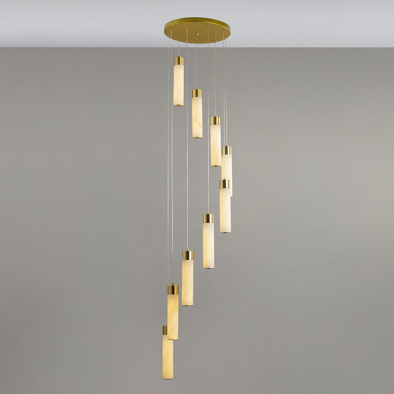 Celestial Alabaster Cascade Chandelier - Modern Luxury LED Multi-Light Stone Cluster