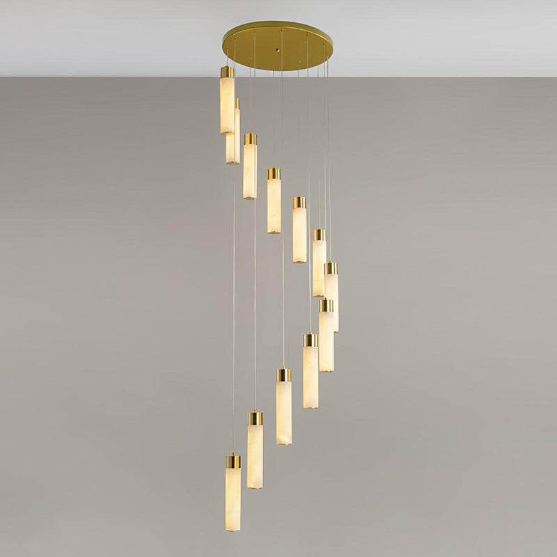 Celestial Alabaster Cascade Chandelier - Modern Luxury LED Multi-Light Stone Cluster