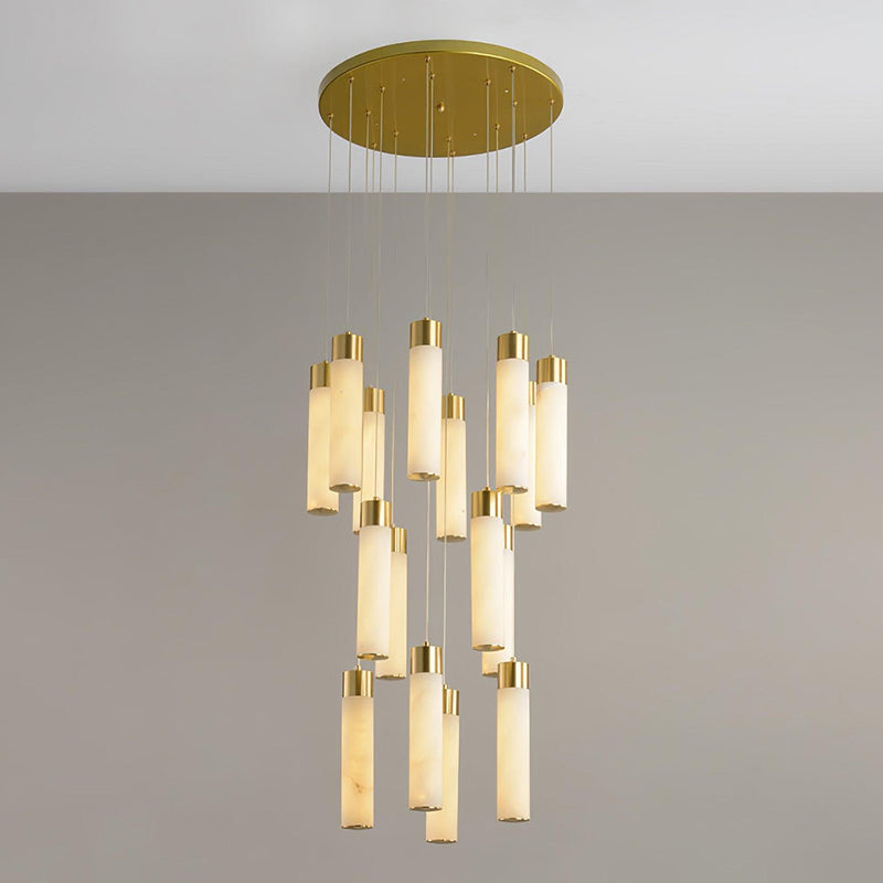 Celestial Alabaster Cascade Chandelier - Modern Luxury LED Multi-Light Stone Cluster
