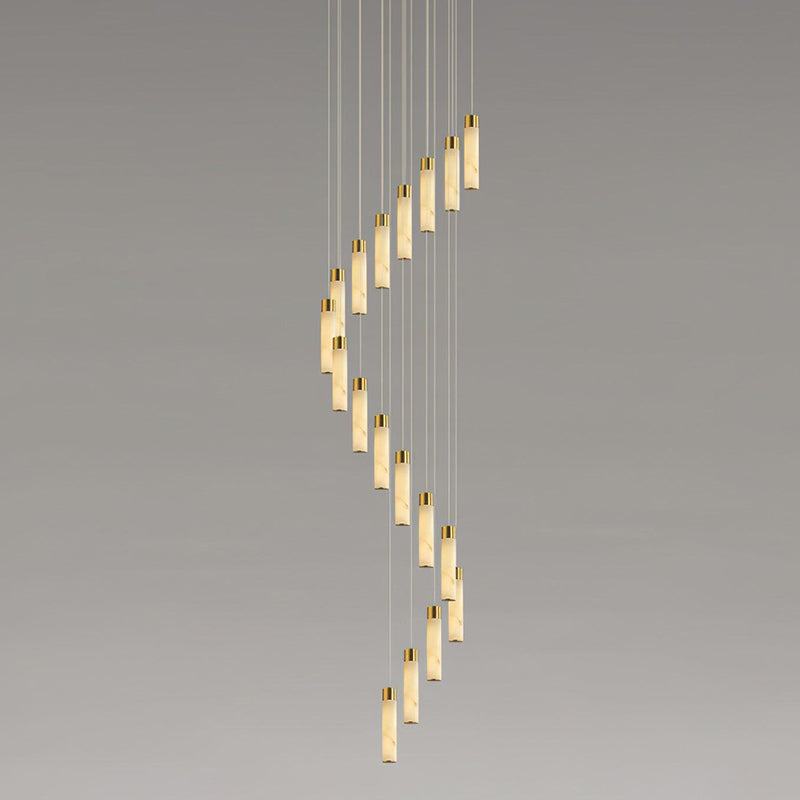 Celestial Alabaster Cascade Chandelier - Modern Luxury LED Multi-Light Stone Cluster