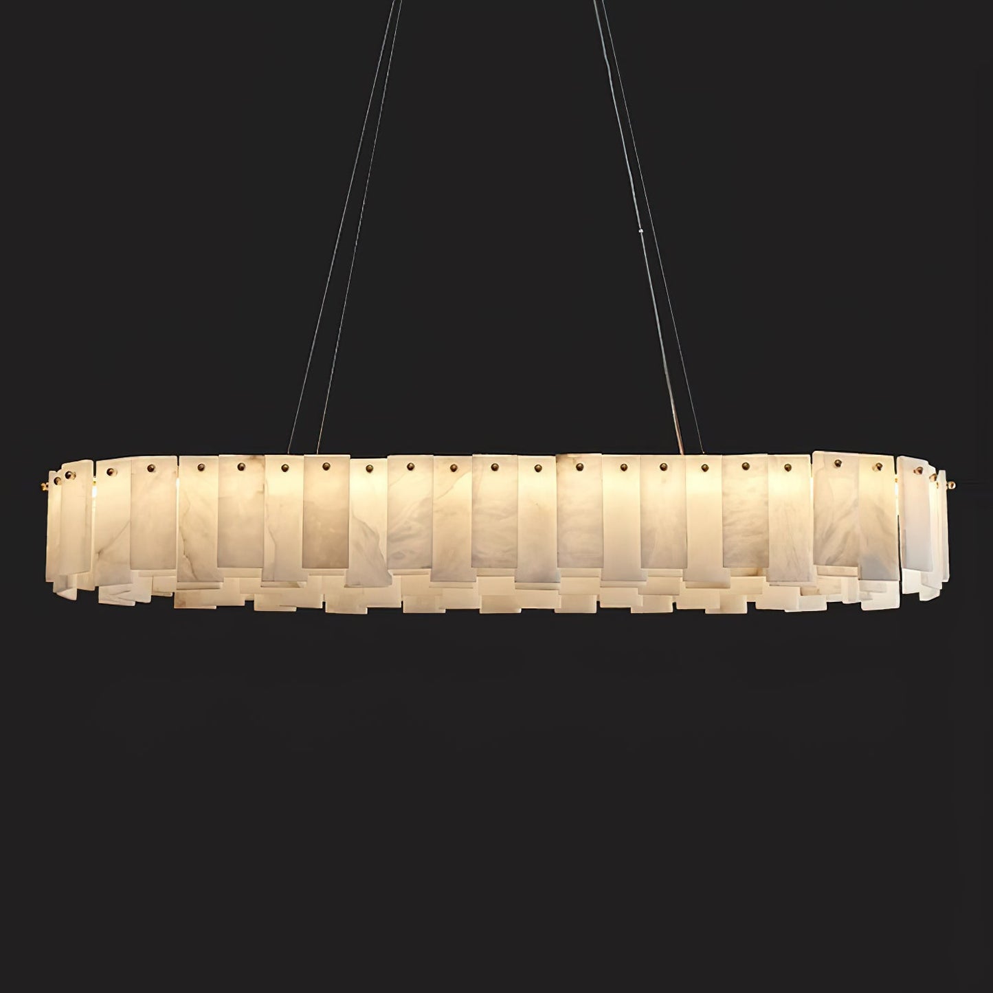 Celestial Alabaster Round Chandelier - Luxury Natural Stone & Brass Tiered Pendant
