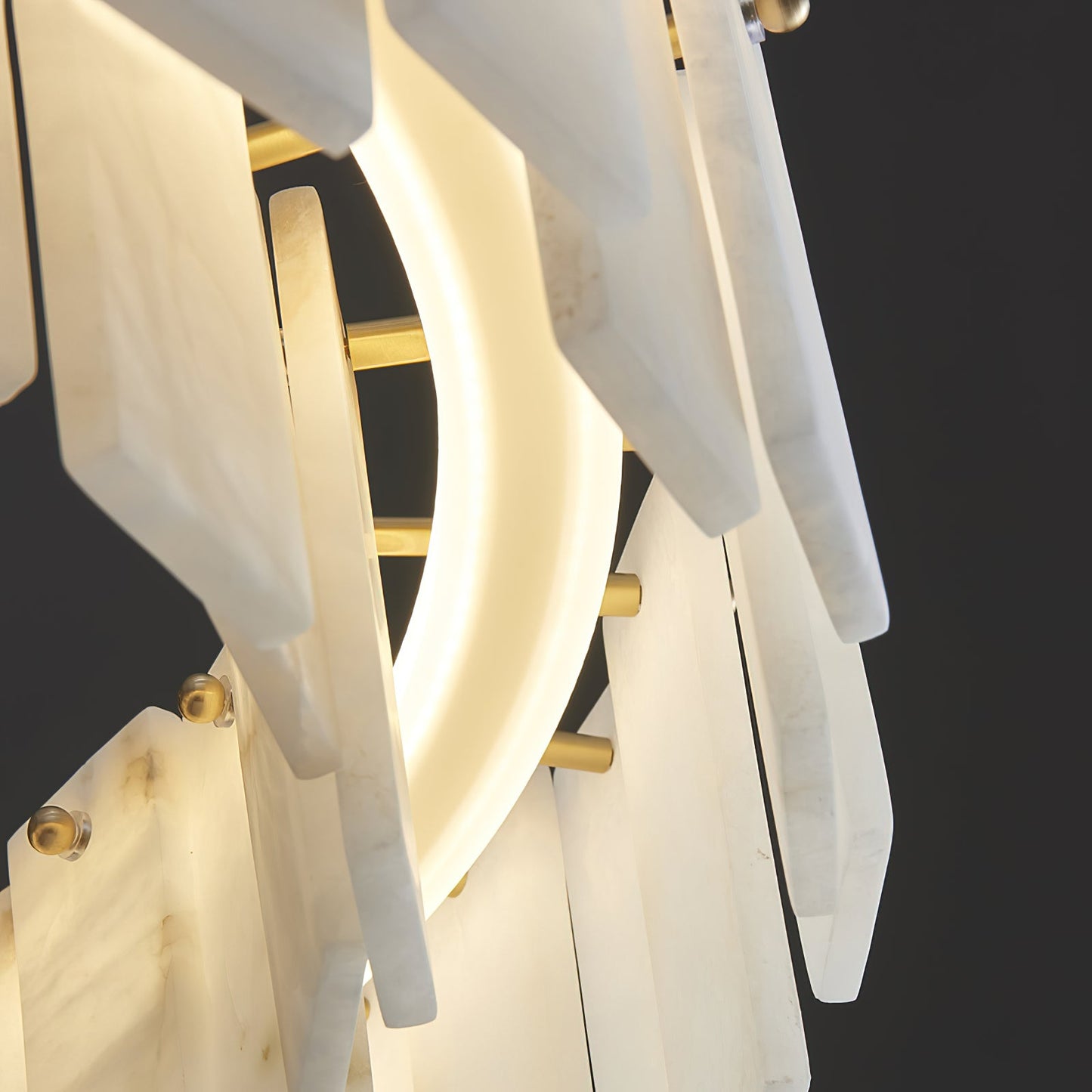 Celestial Alabaster Round Chandelier - Luxury Natural Stone & Brass Tiered Pendant