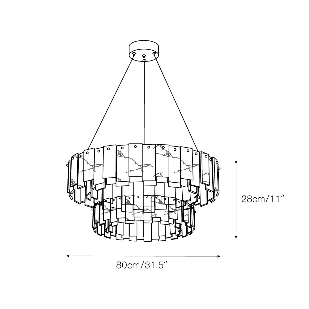 Celestial Alabaster Round Chandelier - Luxury Natural Stone & Brass Tiered Pendant