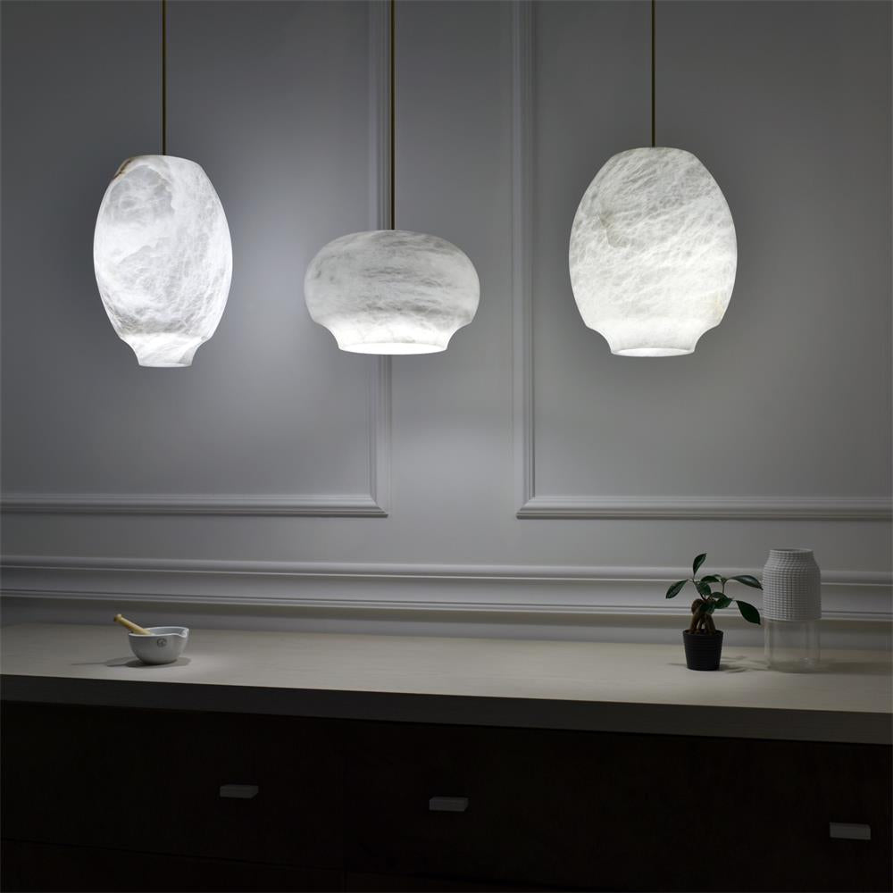 Camille Alabaster Pendant Lamp – Carved Translucent Natural Alabaster Dome Pendant Light