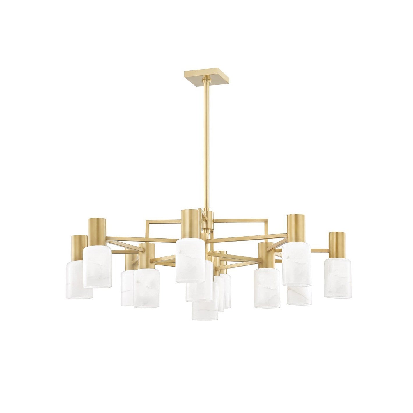 Centerport Alabaster Chandelier - Minimalist 13-Light Geometric Natural Stone Pendant