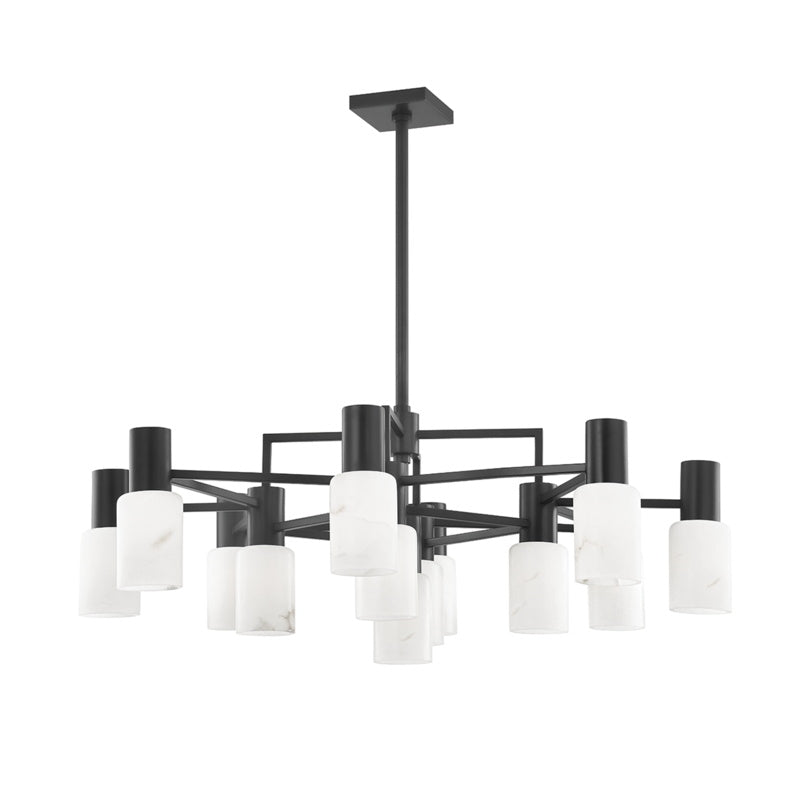 Centerport Alabaster Chandelier - Minimalist 13-Light Geometric Natural Stone Pendant