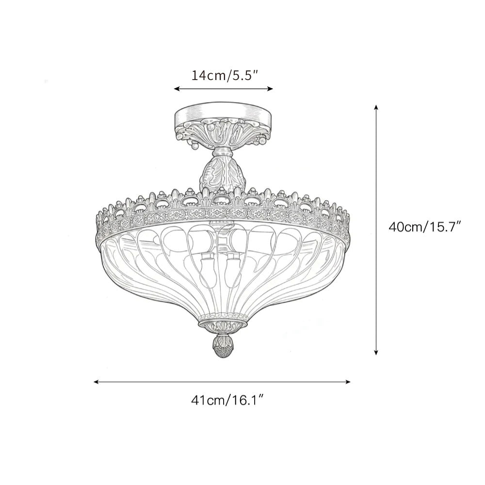 Century Ceiling Lamp - Timeless 3-Light Brass & Glass Semi-Flush Mount