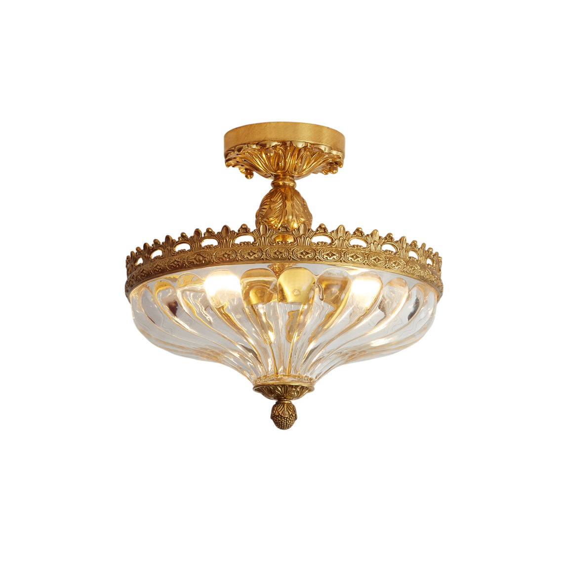 Century Ceiling Lamp - Timeless 3-Light Brass & Glass Semi-Flush Mount