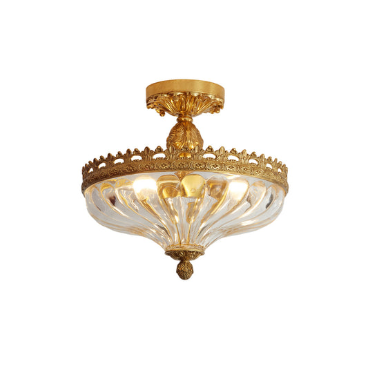 Century Ceiling Lamp - Timeless 3-Light Brass & Glass Semi-Flush Mount