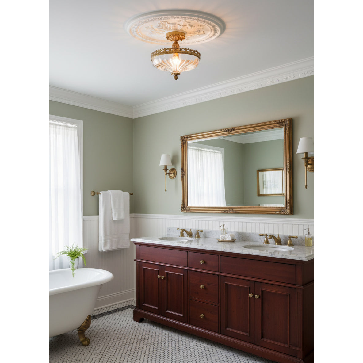 Century Ceiling Lamp - Timeless 3-Light Brass & Glass Semi-Flush Mount