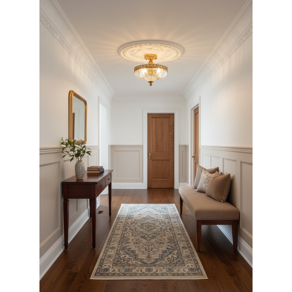 Century Ceiling Lamp - Timeless 3-Light Brass & Glass Semi-Flush Mount