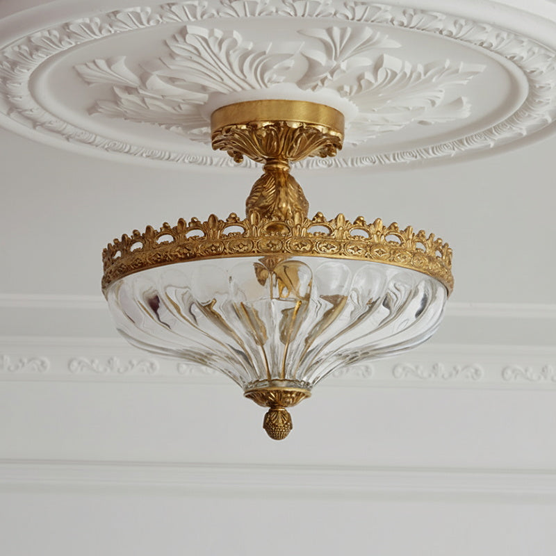 Century Ceiling Lamp - Timeless 3-Light Brass & Glass Semi-Flush Mount