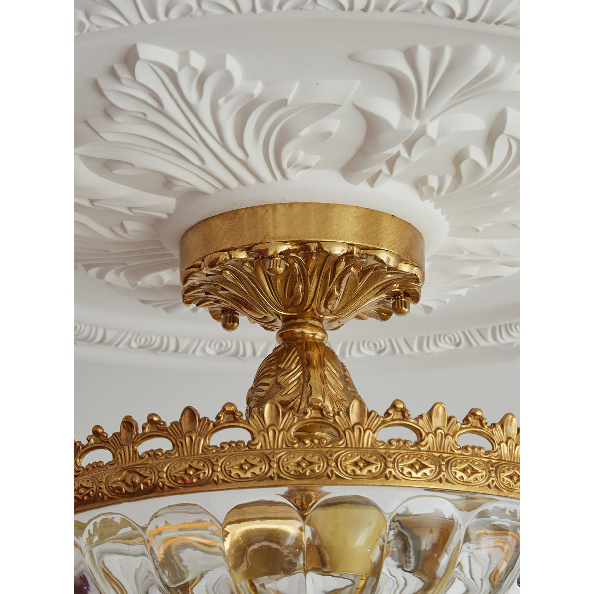 Century Ceiling Lamp - Timeless 3-Light Brass & Glass Semi-Flush Mount