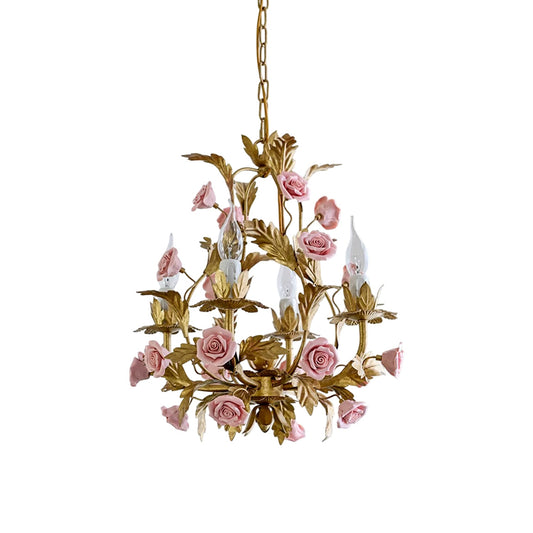 Ceramic Rose Chandelier - Luxury Handcrafted Floral 4/6/8-Light Pendant