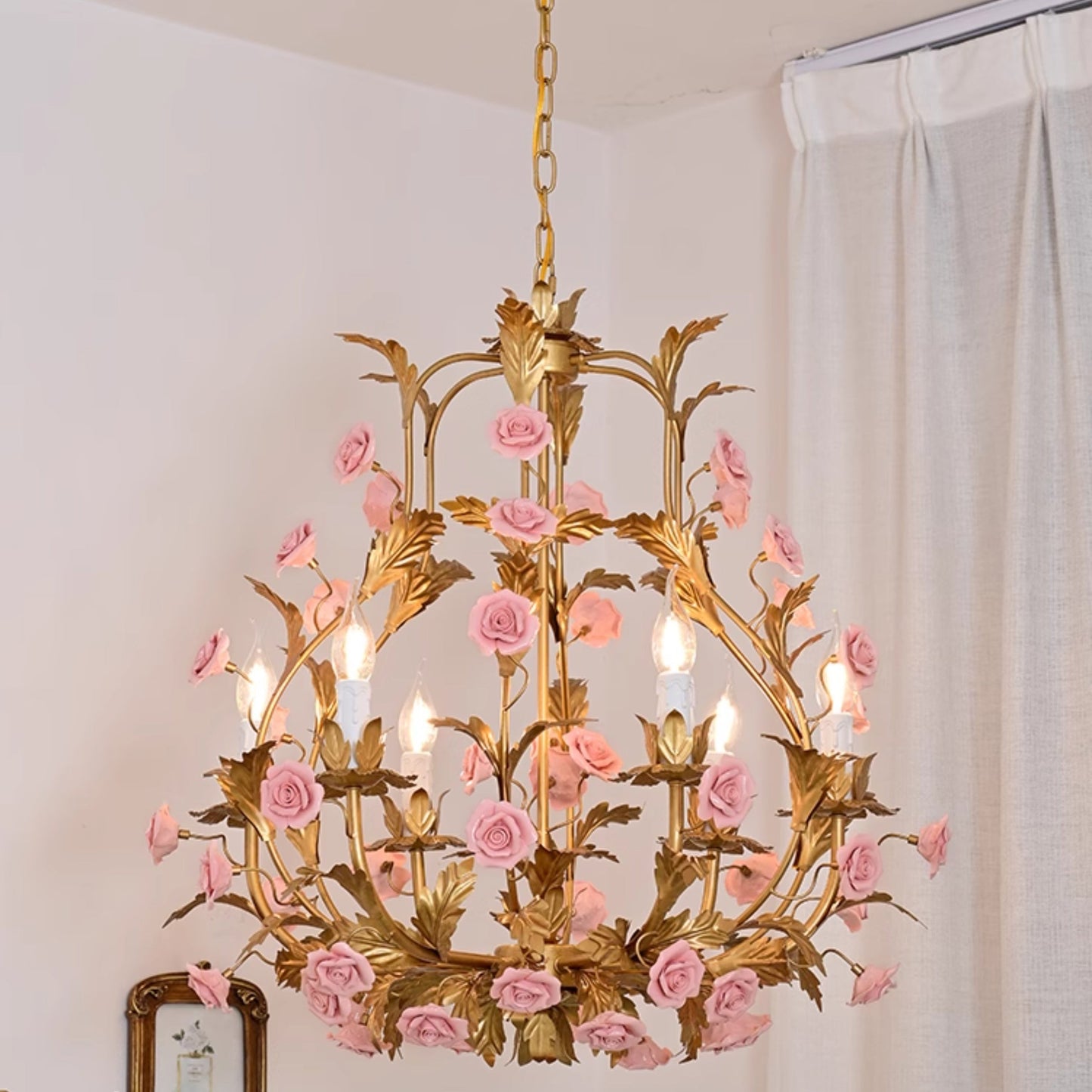 Ceramic Rose Chandelier - Luxury Handcrafted Floral 4/6/8-Light Pendant