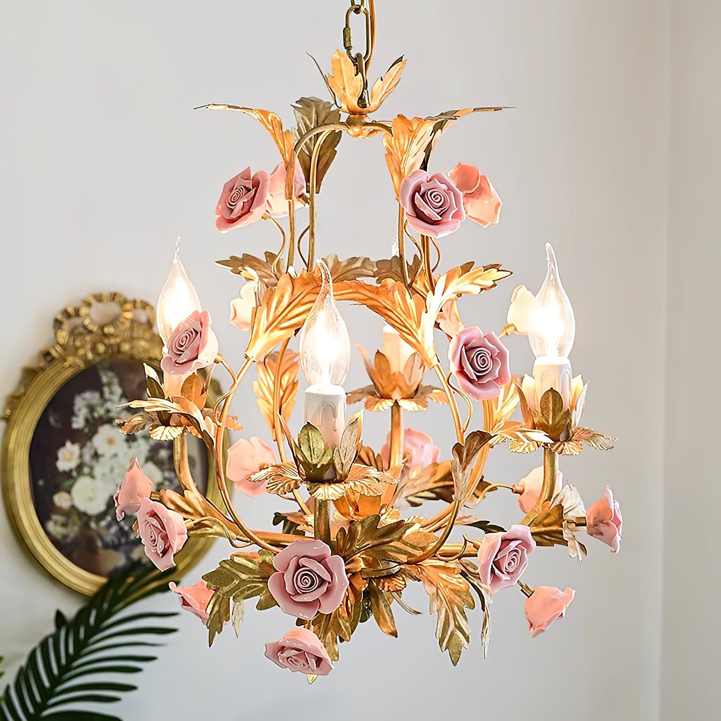 Ceramic Rose Chandelier - Luxury Handcrafted Floral 4/6/8-Light Pendant