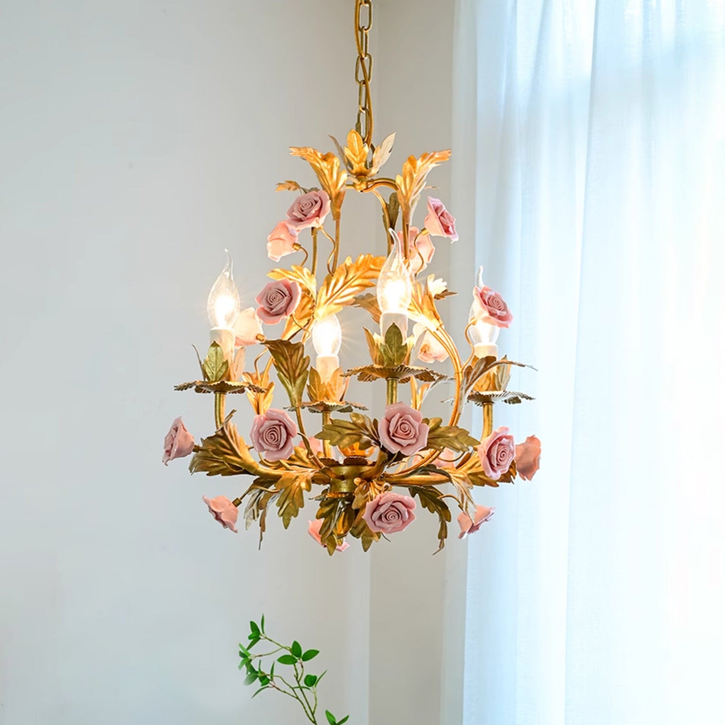 Ceramic Rose Chandelier - Luxury Handcrafted Floral 4/6/8-Light Pendant