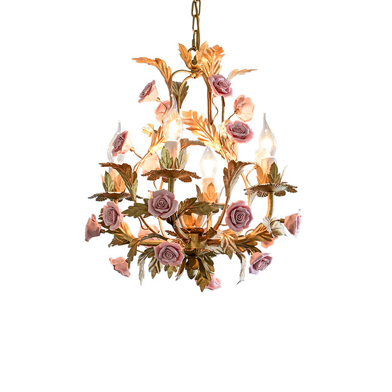 Ceramic Rose Chandelier - Luxury Handcrafted Floral 4/6/8-Light Pendant