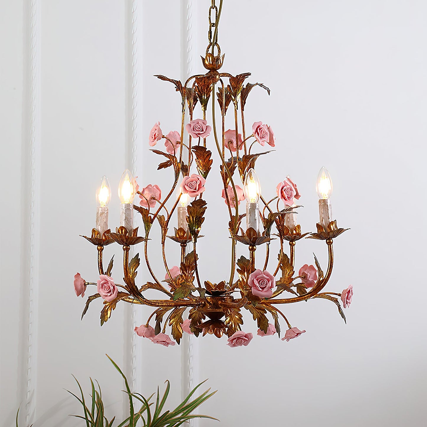 Ceramic Rose Chandelier - Luxury Handcrafted Floral 4/6/8-Light Pendant