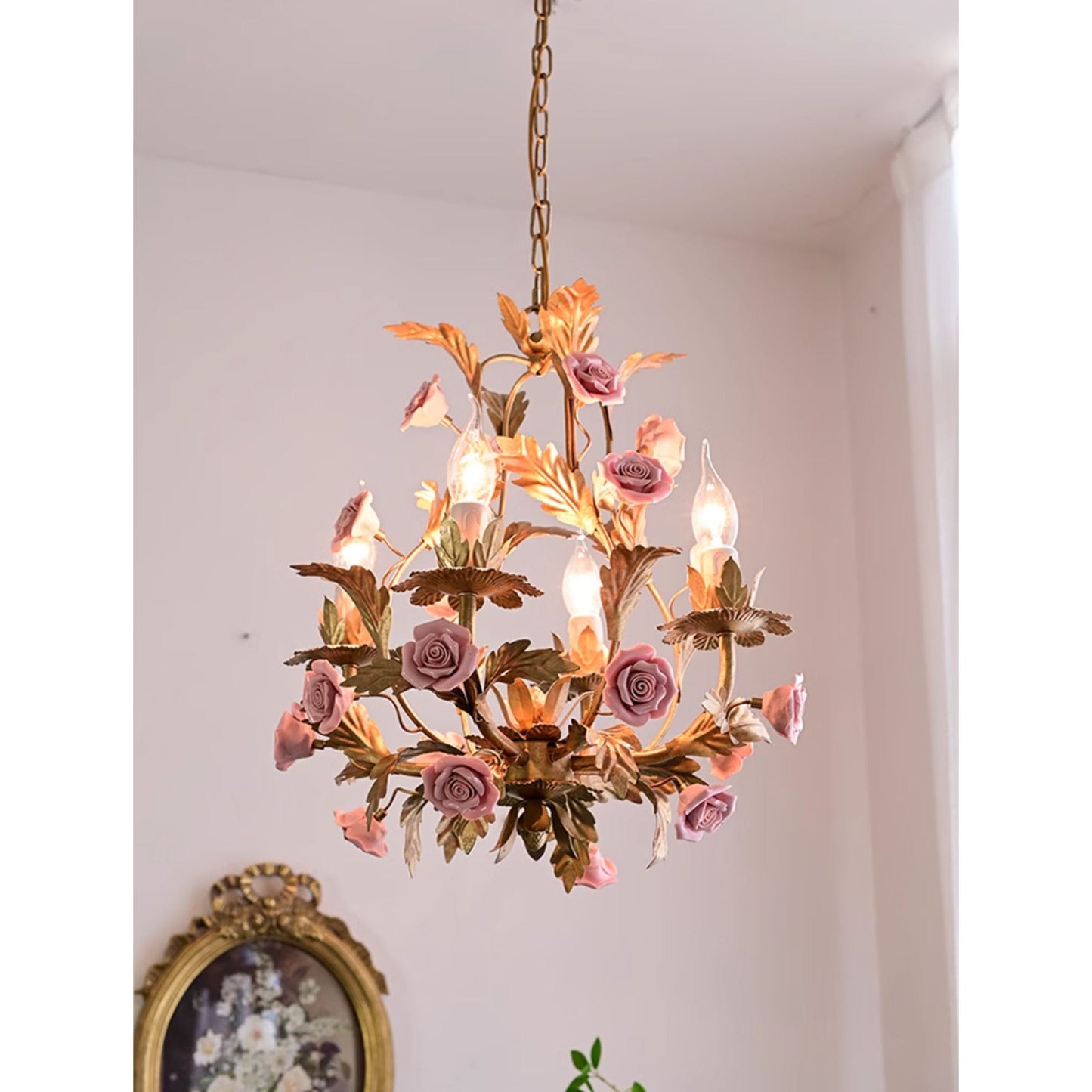 Ceramic Rose Chandelier - Luxury Handcrafted Floral 4/6/8-Light Pendant