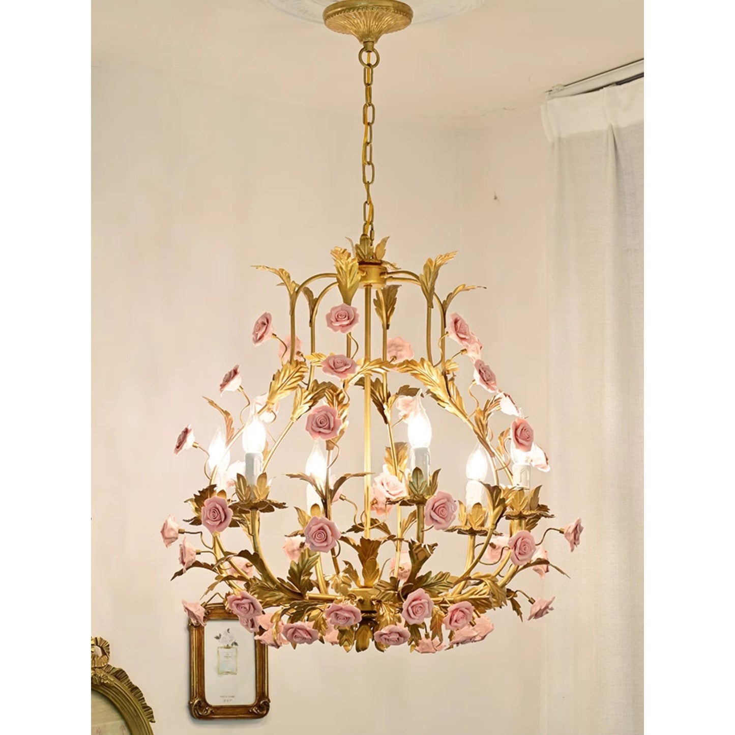 Ceramic Rose Chandelier - Luxury Handcrafted Floral 4/6/8-Light Pendant