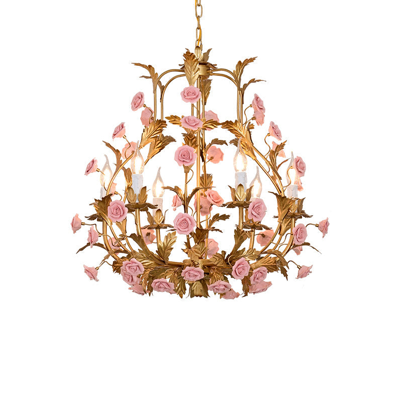 Ceramic Rose Chandelier - Luxury Handcrafted Floral 4/6/8-Light Pendant