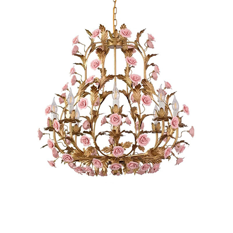 Ceramic Rose Chandelier - Luxury Handcrafted Floral 4/6/8-Light Pendant