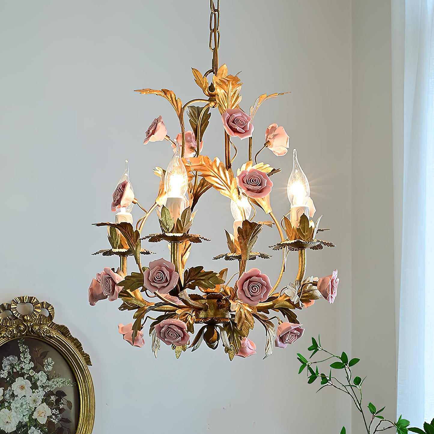 Ceramic Rose Chandelier - Luxury Handcrafted Floral 4/6/8-Light Pendant