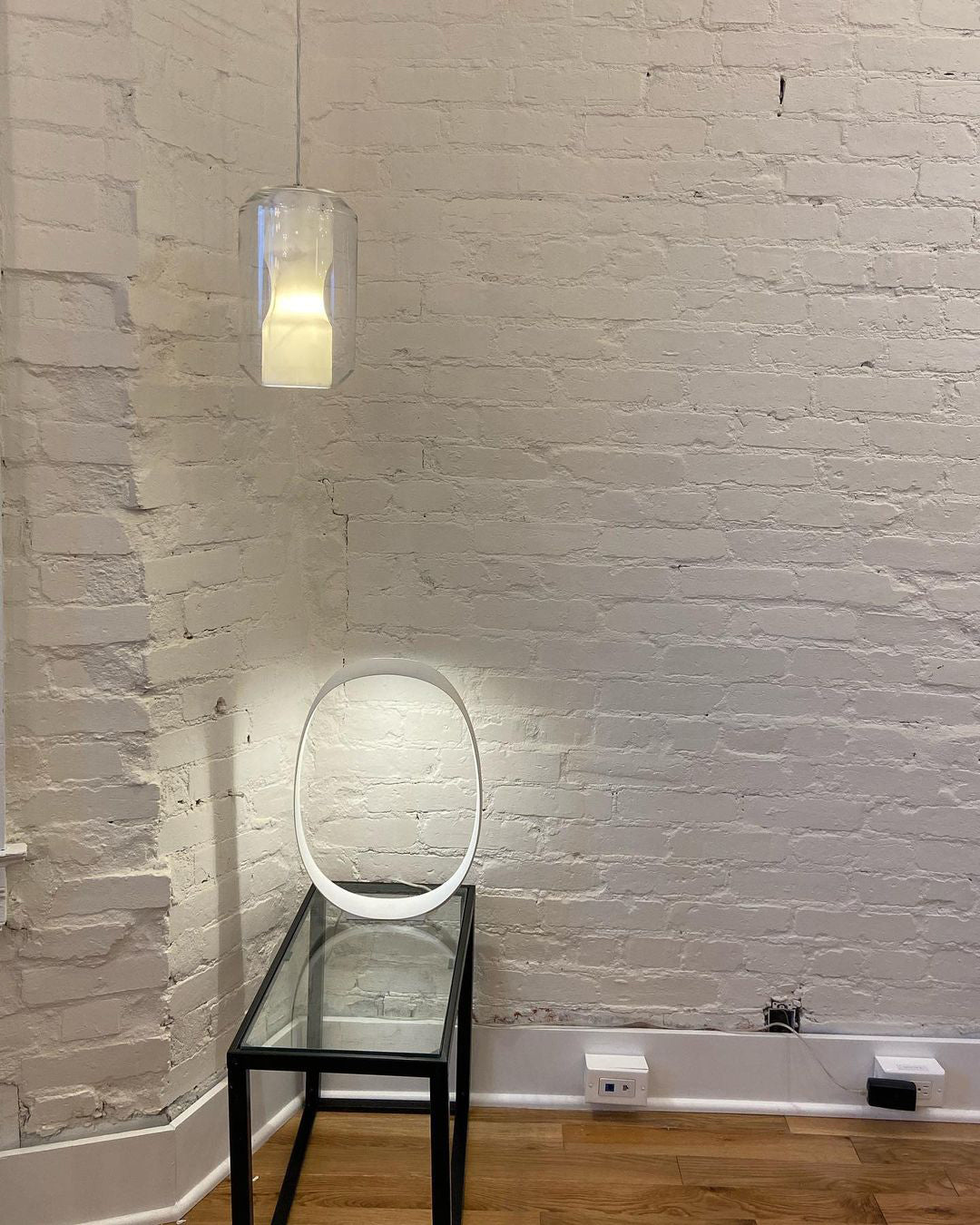 Glass Alabaster Pendant Lamp - Translucent Alabaster Core & Clear Glass Pendant