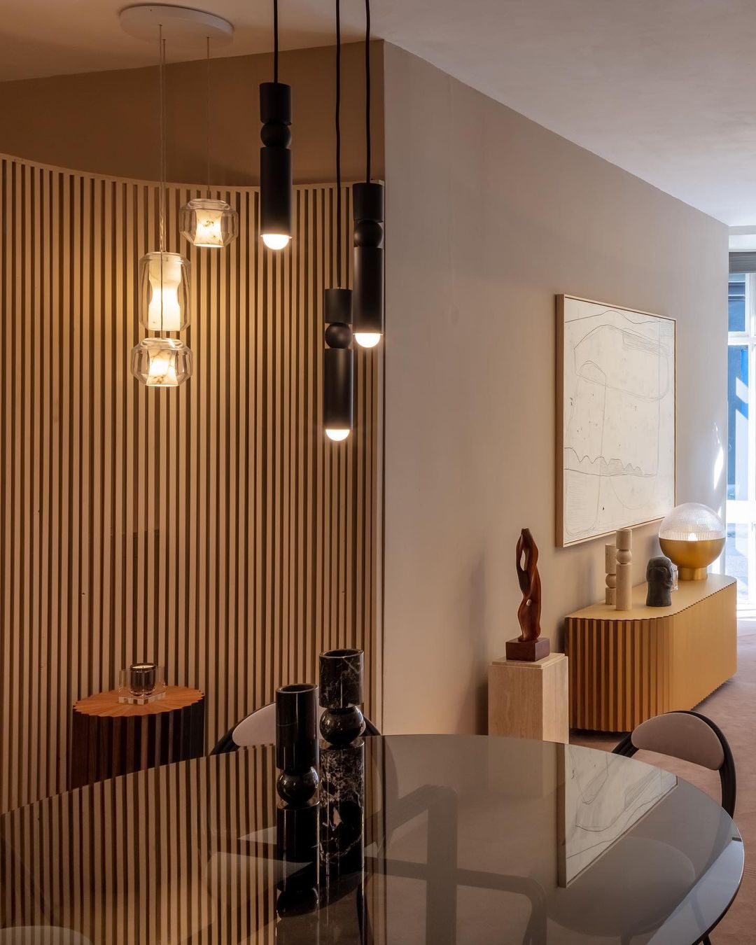 Glass Alabaster Pendant Lamp - Translucent Alabaster Core & Clear Glass Pendant