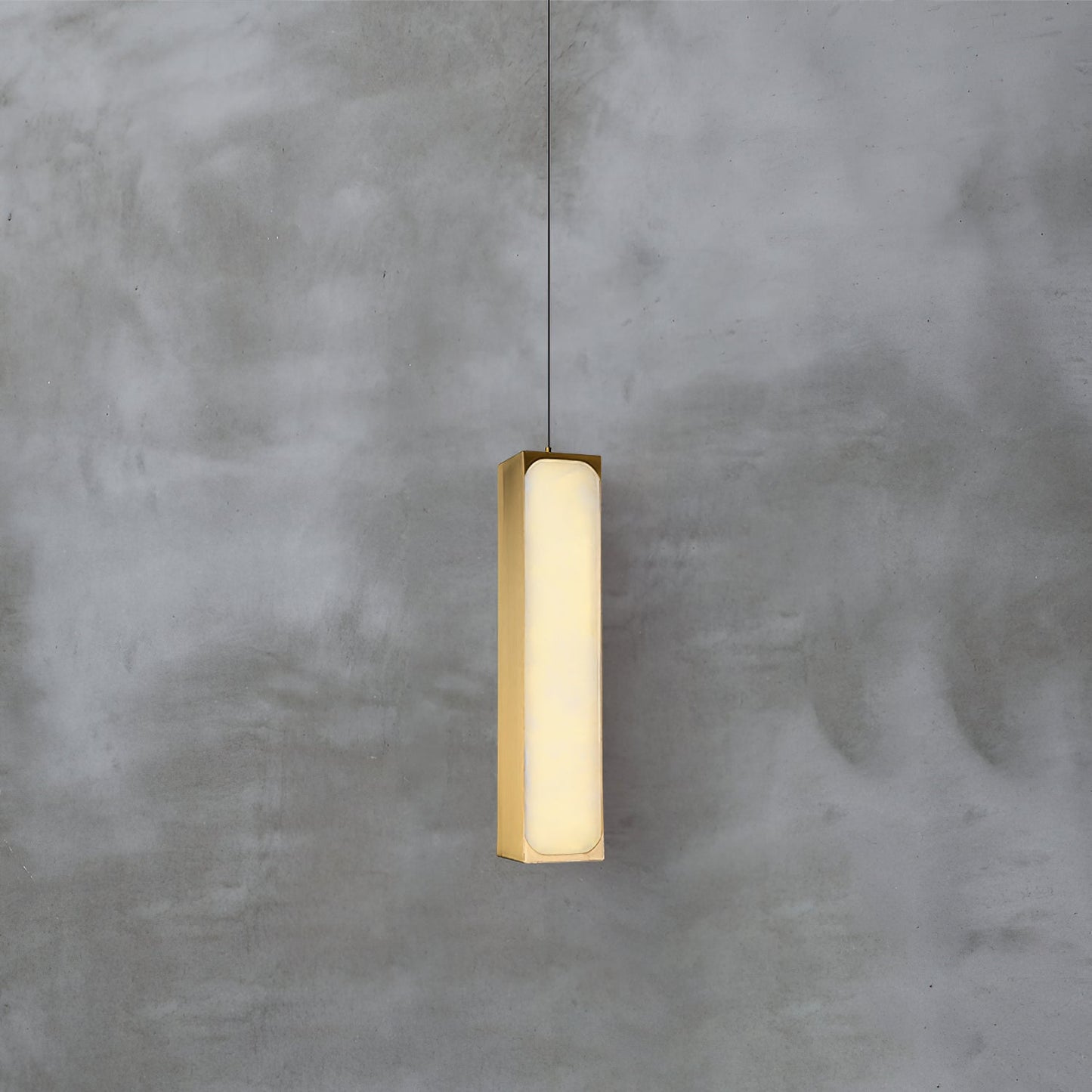 Chaos Alabaster Pendant Light - Minimalist Natural Stone LED Cylinder Drop