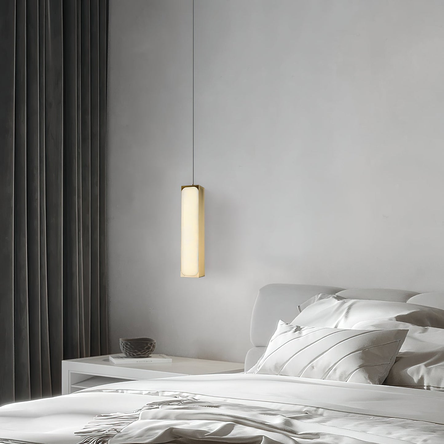 Chaos Alabaster Pendant Light - Minimalist Natural Stone LED Cylinder Drop
