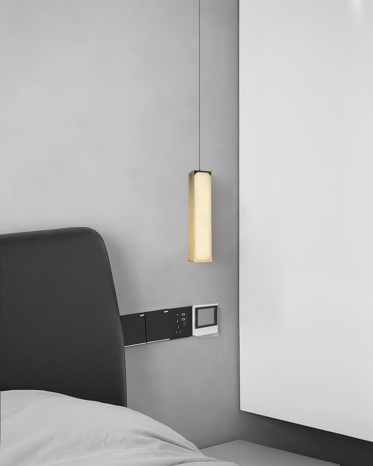 Chaos Alabaster Pendant Light - Minimalist Natural Stone LED Cylinder Drop