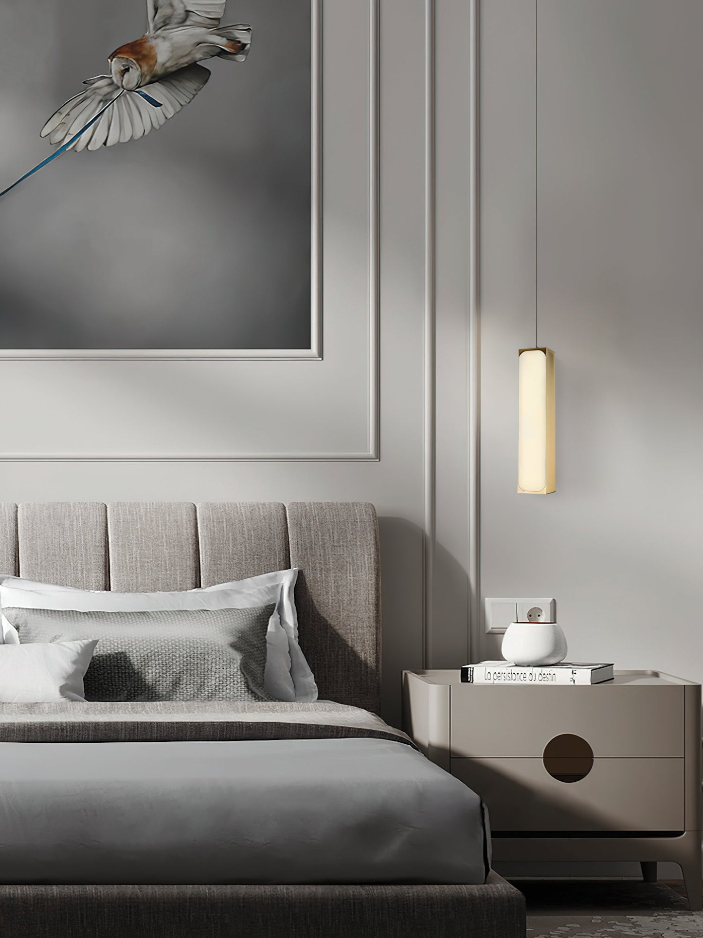 Chaos Alabaster Pendant Light - Minimalist Natural Stone LED Cylinder Drop