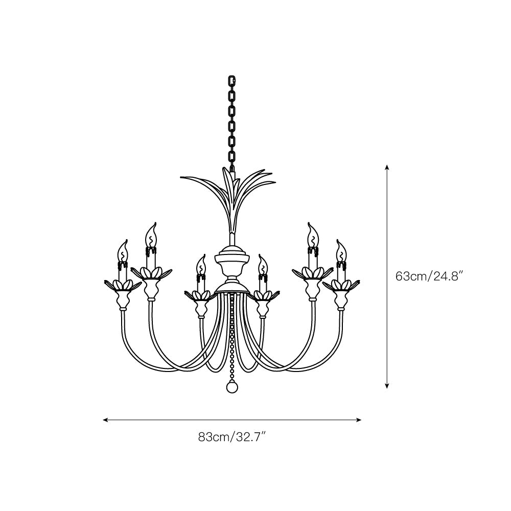 Charleston Chandelier - Large 6-Light Rustic Iron Up-Light Chandelier