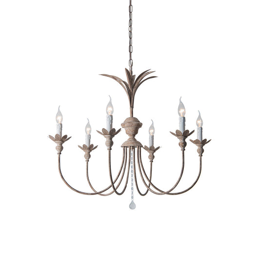 Charleston Chandelier - Large 6-Light Rustic Iron Up-Light Chandelier