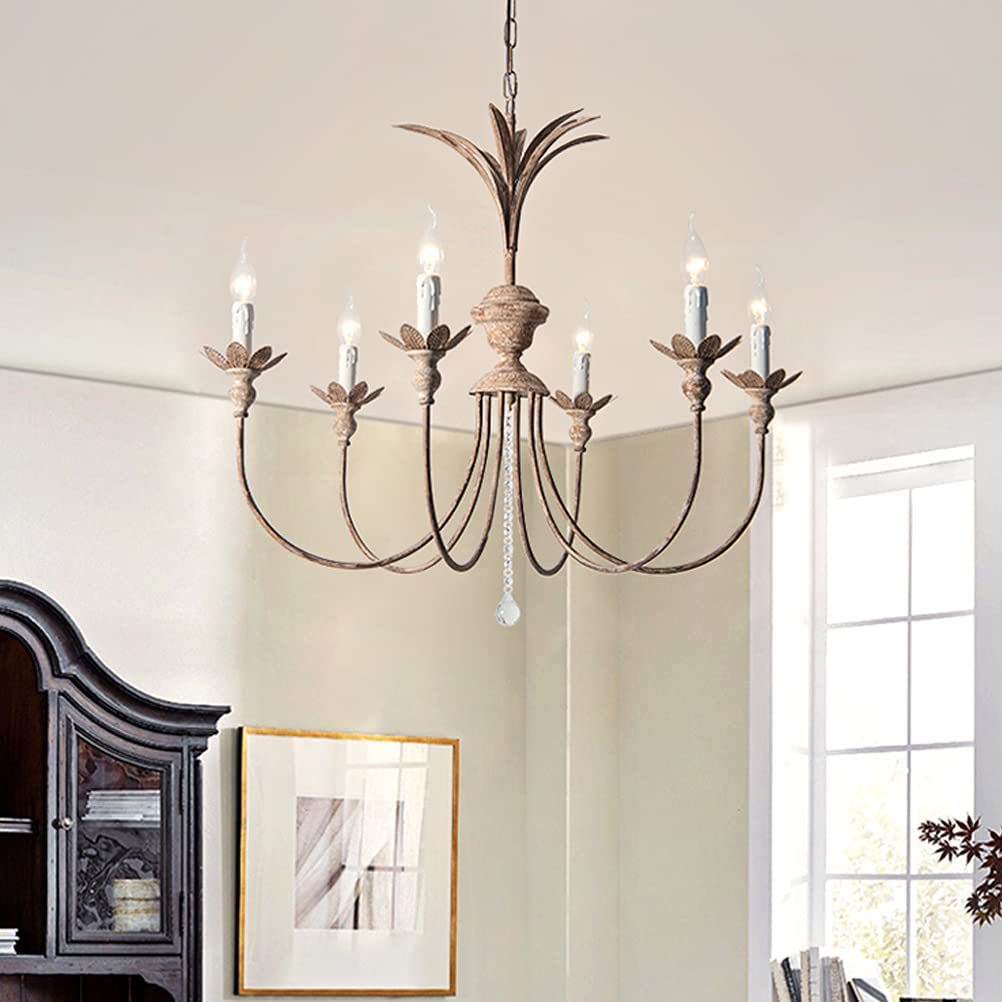 Charleston Chandelier - Large 6-Light Rustic Iron Up-Light Chandelier