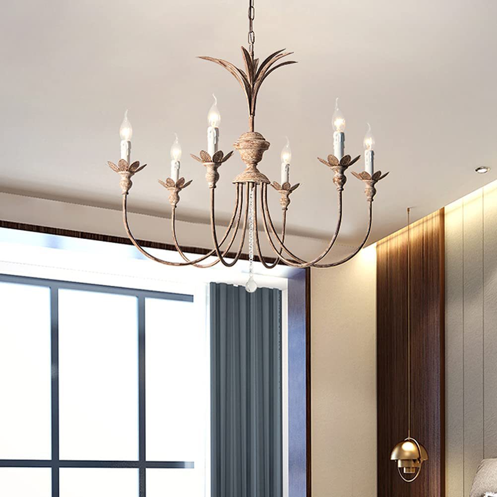 Charleston Chandelier - Large 6-Light Rustic Iron Up-Light Chandelier