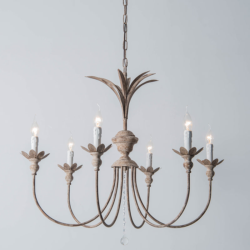 Charleston Chandelier - Large 6-Light Rustic Iron Up-Light Chandelier