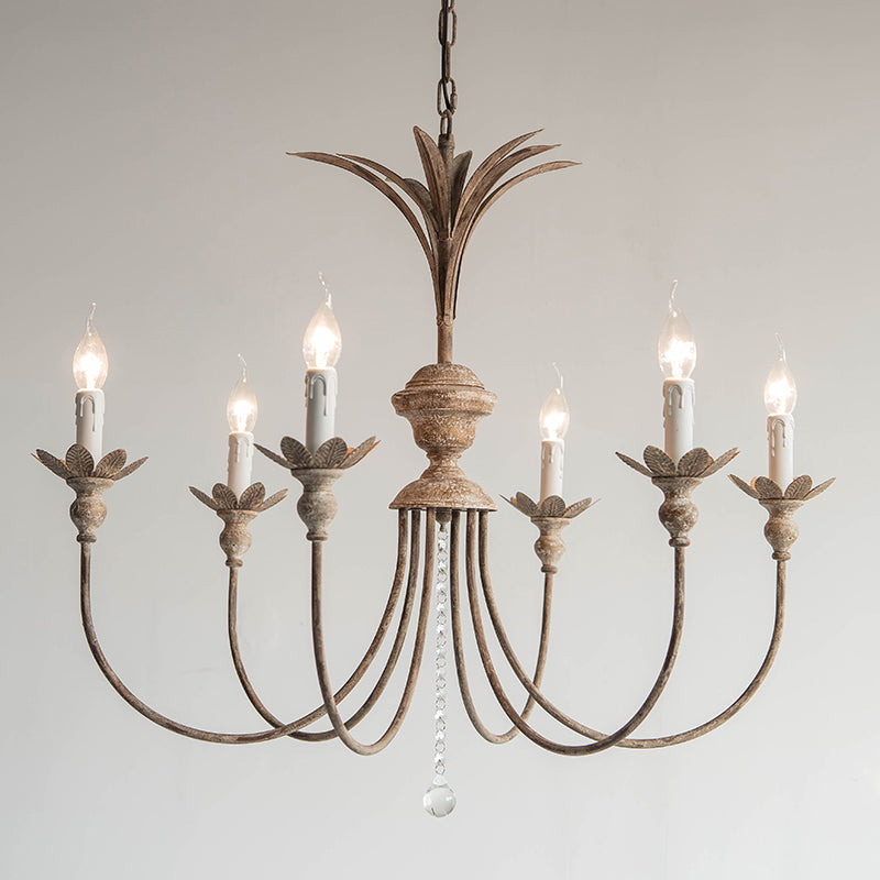 Charleston Chandelier - Large 6-Light Rustic Iron Up-Light Chandelier